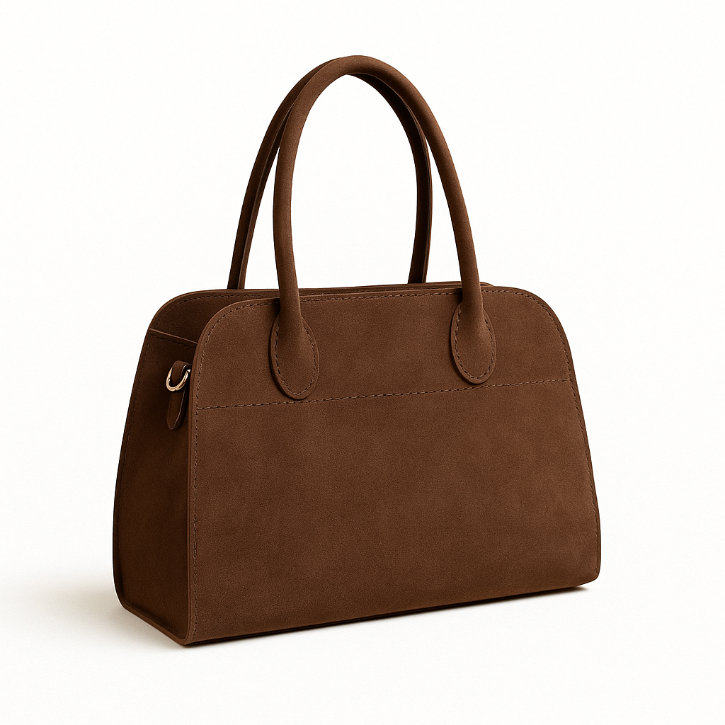 Véraine – Suede Classic Handbag in Chocolate Brown