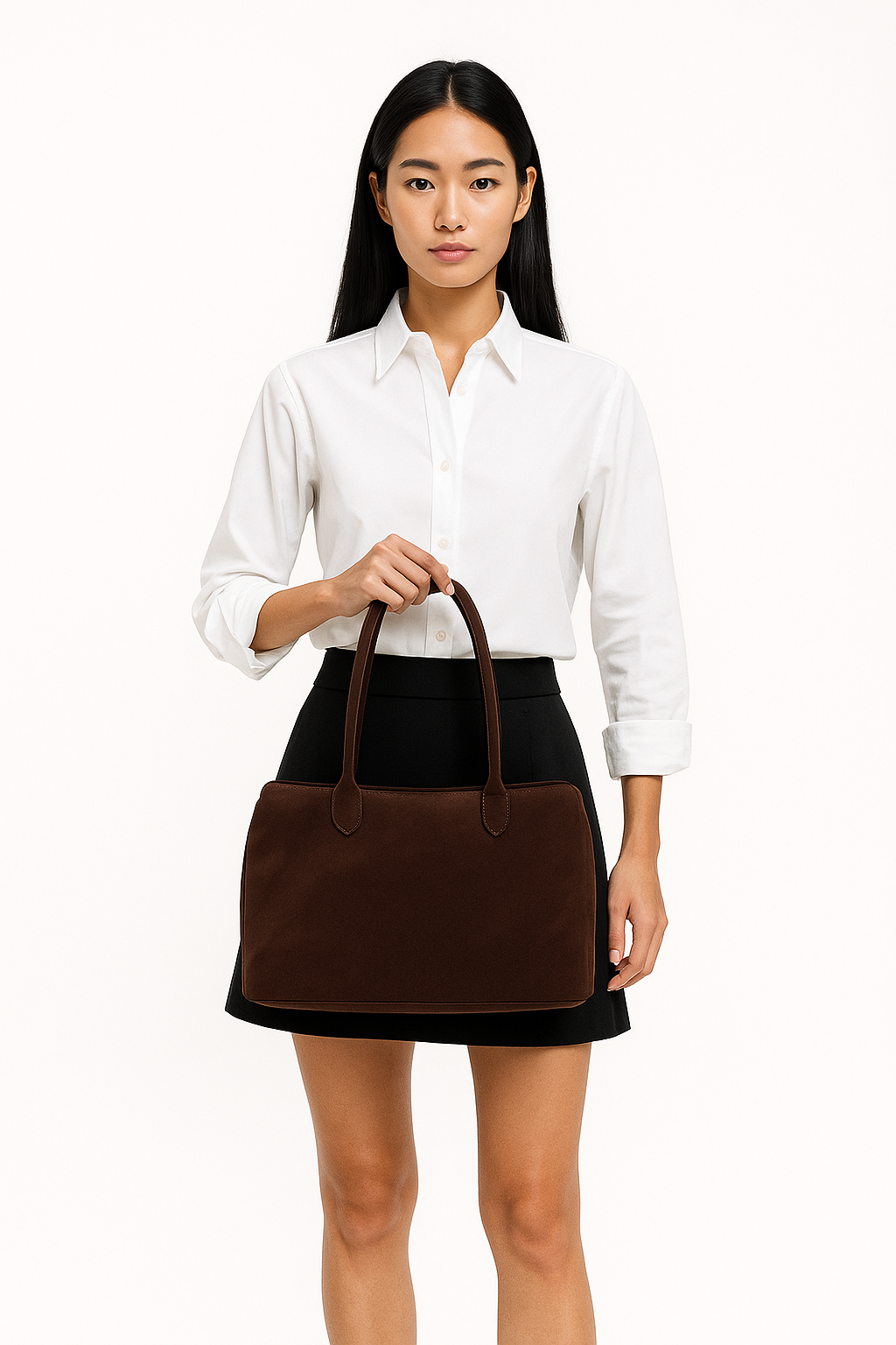 Véraine – Luxury Suede Shoulder Bag in Espresso Brown