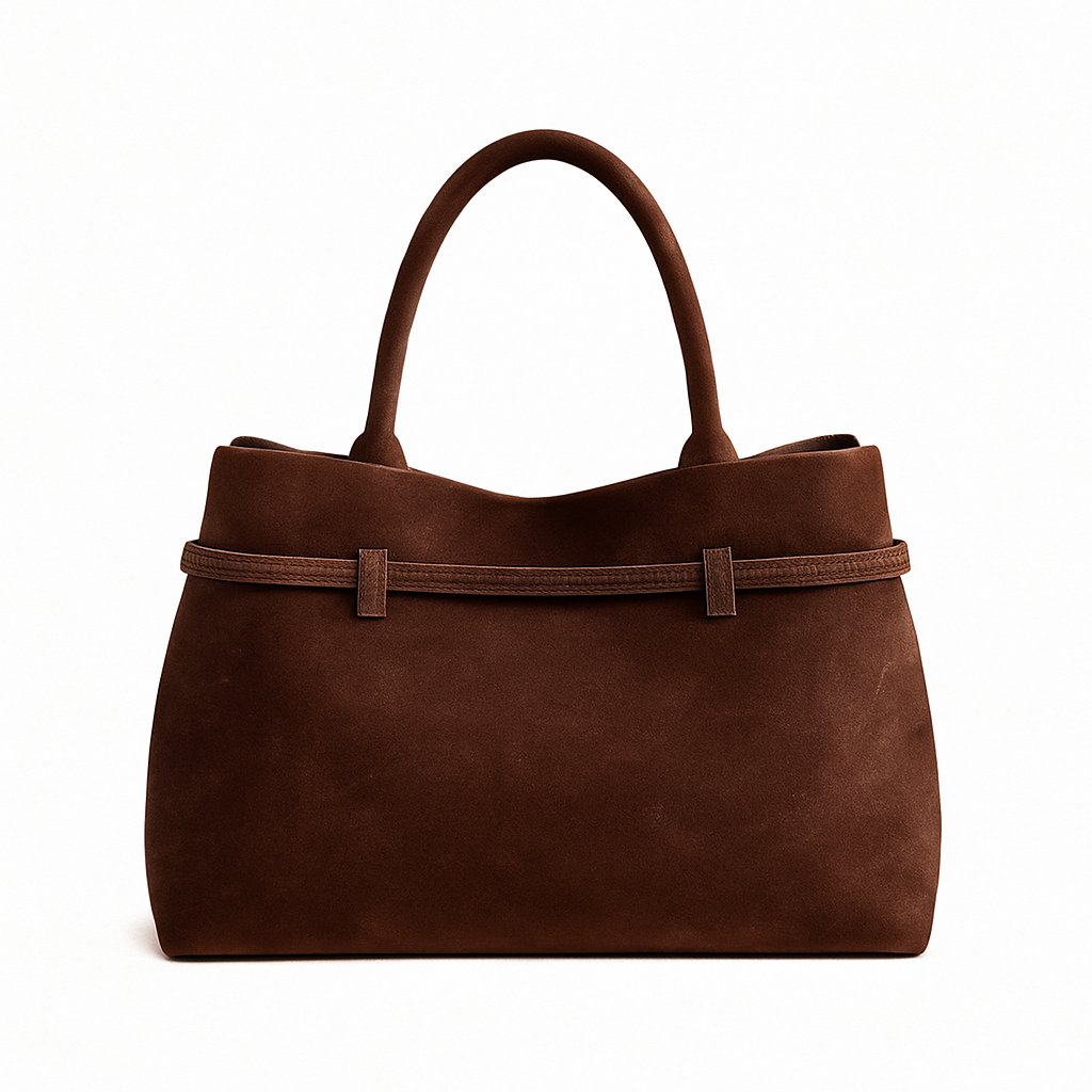 Véraine - Luxury Suede Leather Tote Bag Elegant Brown Hanbag for Women