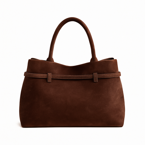 Véraine - Luxury Suede Leather Tote Bag Elegant Brown Hanbag for Women