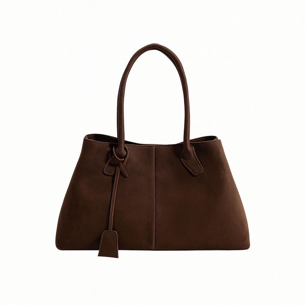 Véraine – Elegant Suede Shoulder Tote in Coffee Brown