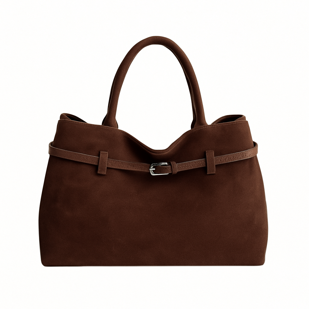Véraine - Luxury Suede Leather Tote Bag Elegant Brown Hanbag for Women